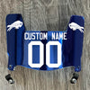 Buffalo Bills Custom Name & Number Mini Football Helmet Visor Shield Blue Chrome Mirror w/ Clips - WHITE
