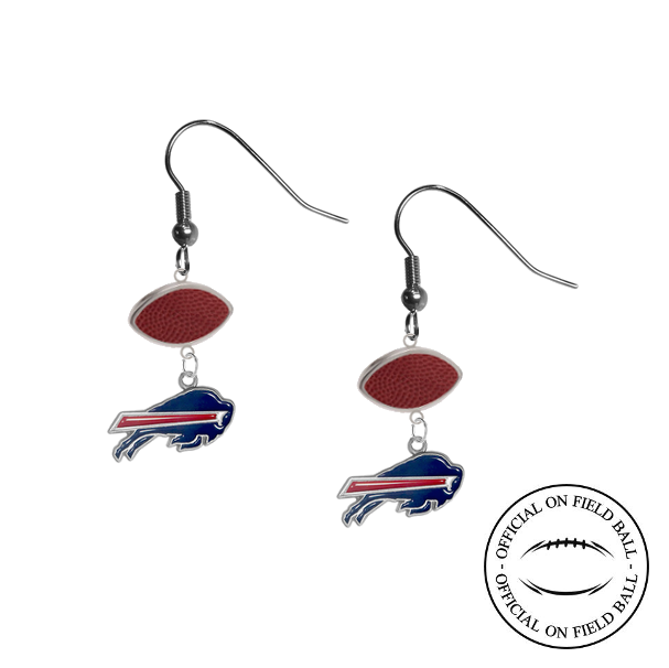 Buffalo Bills NFL Authentic Official On Field Leather Football Dangle Earrings