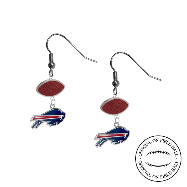 Buffalo Bills NFL Authentic Official On Field Leather Football Dangle Earrings