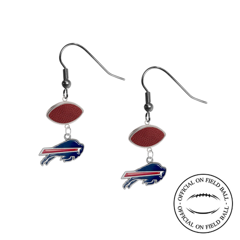 Buffalo Bills NFL Authentic Official On Field Leather Football Dangle Earrings