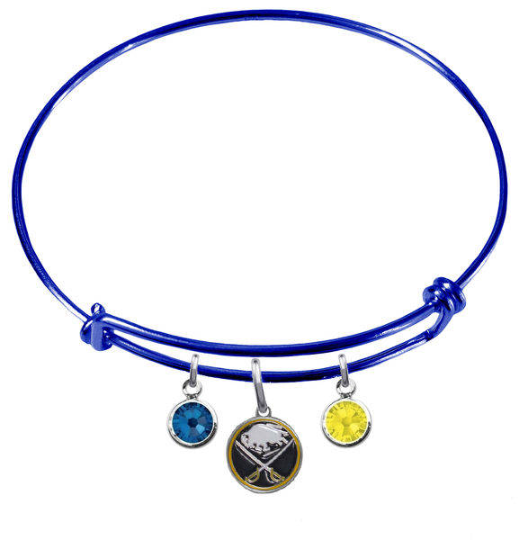 Buffalo Sabres Color Edition BLUE Expandable Wire Bangle Charm Bracelet