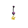 California Cal Golden Bears Style 2 BLACK w/ PINK GEM College Belly Button Navel Ring