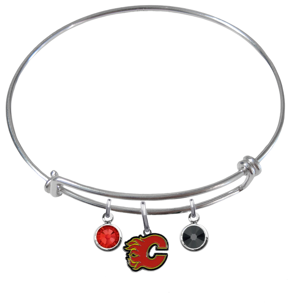 Calgary Flames NHL Expandable Wire Bangle Charm Bracelet