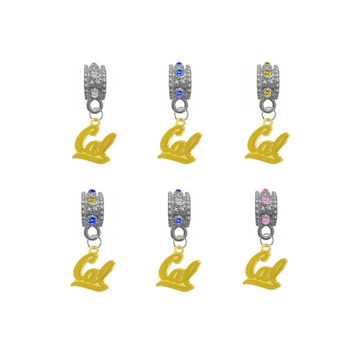 California Golden Bears 2 Cal NCAA Crystal Rhinestone European Bracelet Charm