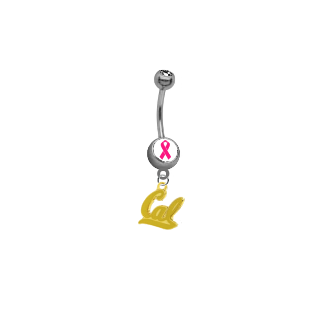 California Cal Golden Bears Style 2 Breast Cancer Awareness Belly Button Navel Ring
