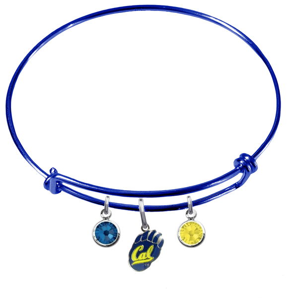 California Golden Bears BLUE Expandable Wire Bangle Charm Bracelet