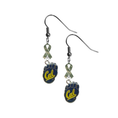 California Cal Golden Bears Salute to Service Camouflage Camo Ribbon Dangle Earrings