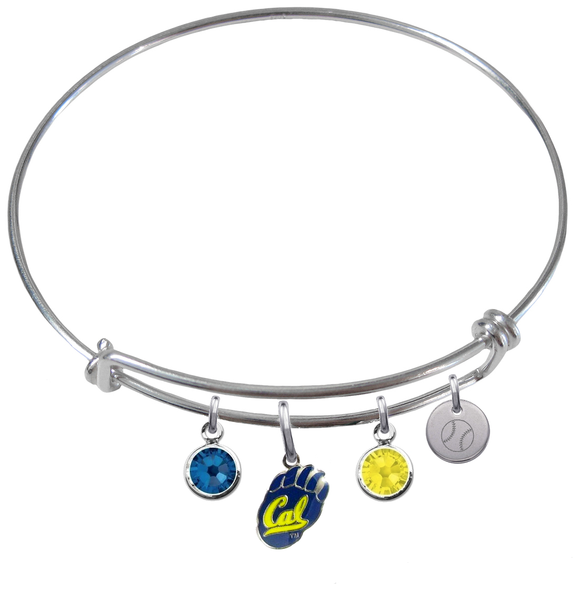 California Cal Bears Baseball Expandable Wire Bangle Charm Bracelet