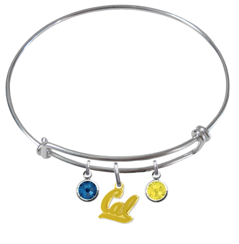 California Golden Bears Style 2 NCAA Expandable Wire Bangle Charm Bracelet