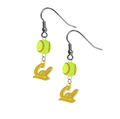 California Golden Bears Style 2 NCAA Fastpitch Softball Dangle Earrings