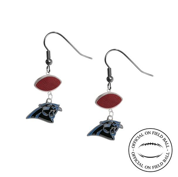Carolina Panthers NFL Authentic Official On Field Leather Football Dangle Earrings