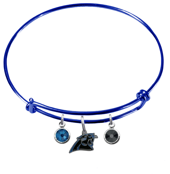 Carolina Panthers Blue NFL Expandable Wire Bangle Charm Bracelet