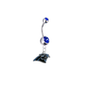 Carolina Panthers Silver Blue Swarovski Belly Button Navel Ring - Customize Gem Colors