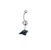 Carolina Panthers Silver Clear Swarovski Belly Button Navel Ring - Customize Gem Colors