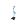 Carolina Panthers Silver Light Blue Swarovski Belly Button Navel Ring - Customize Gem Colors