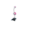 Carolina Panthers Silver Pink Swarovski Belly Button Navel Ring - Customize Gem Colors