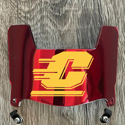 Central Michigan Chippewas Mini Football Helmet Visor Shield Red Chrome Mirror w/ Clips