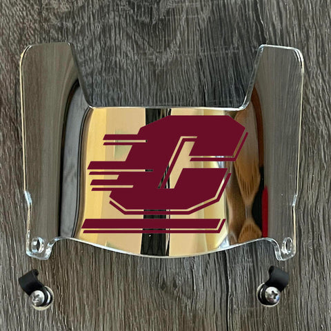 Central Michigan Chippewas Mini Football Helmet Visor Shield Silver Chrome Mirror w/ Clips