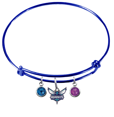 Charlotte Hornets BLUE Color Edition Expandable Wire Bangle Charm Bracelet