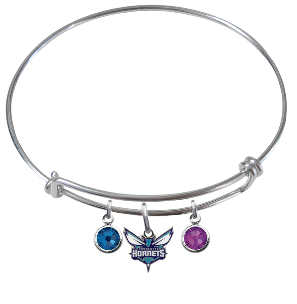 Charlotte Hornets NBA Expandable Wire Bangle Charm Bracelet