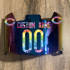 Chicago Bears Custom Name & Number Full Size Football Helmet Visor Shield Blue Iridium Mirror w/ Clips - CRUCIAL CATCH