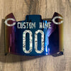 Chicago Bears Custom Name & Number Full Size Football Helmet Visor Shield Blue Iridium Mirror w/ Clips - MONEY PRINT