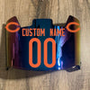 Chicago Bears Custom Name & Number Full Size Football Helmet Visor Shield Blue Iridium Mirror w/ Clips - ORANGE