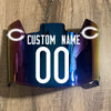 Chicago Bears Custom Name & Number Full Size Football Helmet Visor Shield Blue Iridium Mirror w/ Clips - WHITE