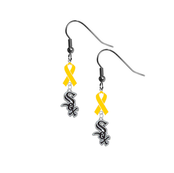 Chicago White Sox MLB Childhood Cancer Awareness Yellow Ribbon Dangle Earrings