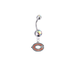 Chicago Bears Silver Auora Borealis Swarovski Belly Button Navel Ring - Customize Gem Colors