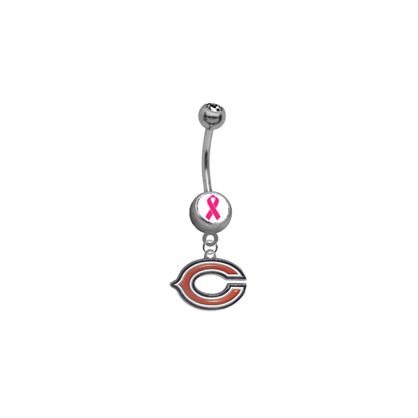 Chicago Bears Breast Cancer Awareness NFL Football Belly Button Navel Ring