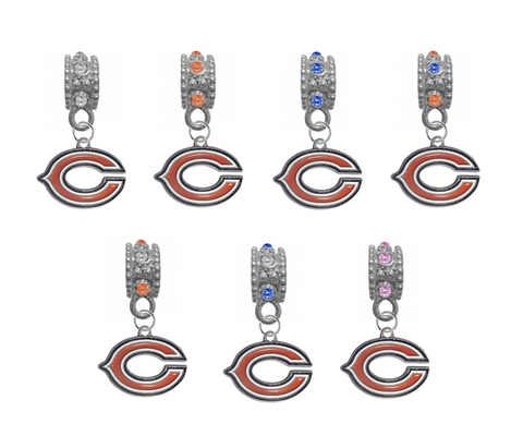 Chicago Bears NFL Football Crystal Rhinestone European Bracelet Charm