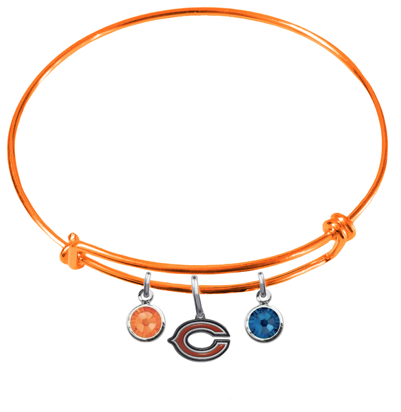 Chicago Bears Orange NFL Expandable Wire Bangle Charm Bracelet