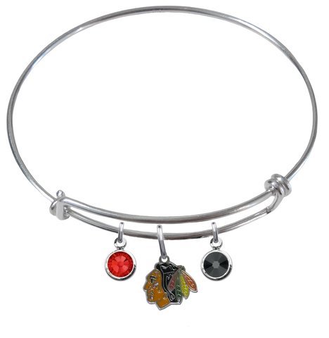 Chicago Blackhawks NHL Expandable Wire Bangle Charm Bracelet