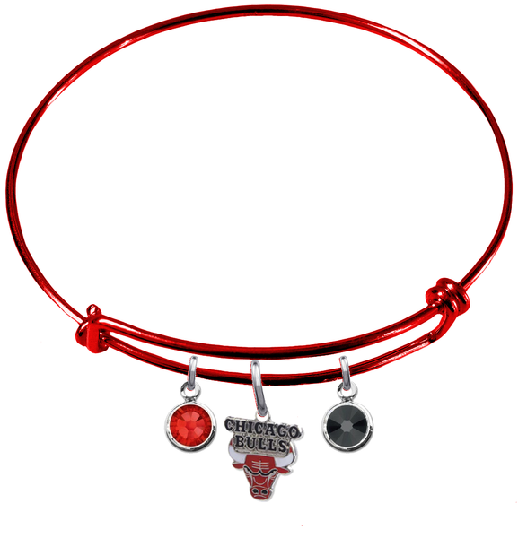 Chicago Bulls RED Color Edition Expandable Wire Bangle Charm Bracelet