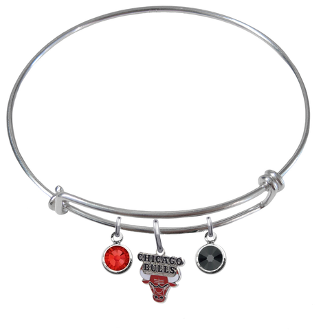 Chicago Bulls NBA Expandable Wire Bangle Charm Bracelet