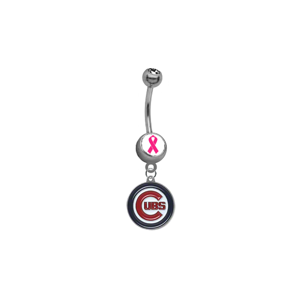 Chicago Cubs Breast Cancer Awareness Belly Button Navel Ring