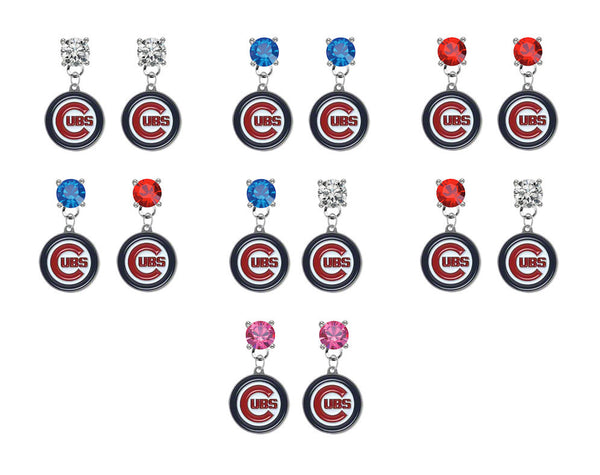 Chicago Cubs MLB Swarovski Crystal Stud Rhinestone Earrings