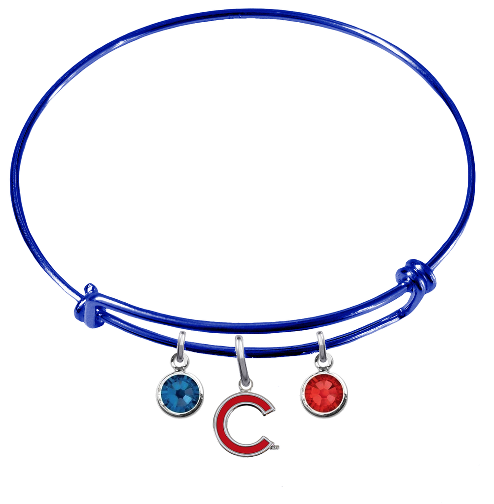 Chicago Cubs Style 2 Blue MLB Expandable Wire Bangle Charm Bracelet