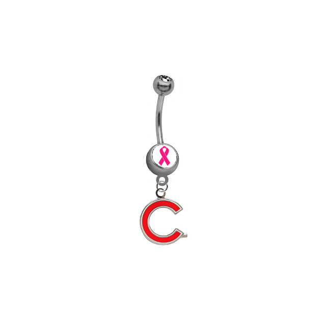 Chicago Cubs Style 2 Breast Cancer Awareness Belly Button Navel Ring