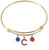 Chicago Cubs Style 2 Gold MLB Expandable Wire Bangle Charm Bracelet