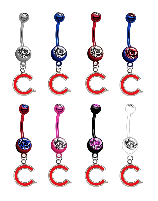 Chicago Cubs Style 2 MLB Baseball Belly Button Navel Ring - Pick Your Color