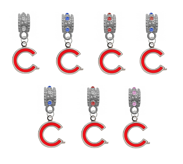 Chicago Cubs 2 MLB Baseball Crystal Rhinestone European Bracelet Charm