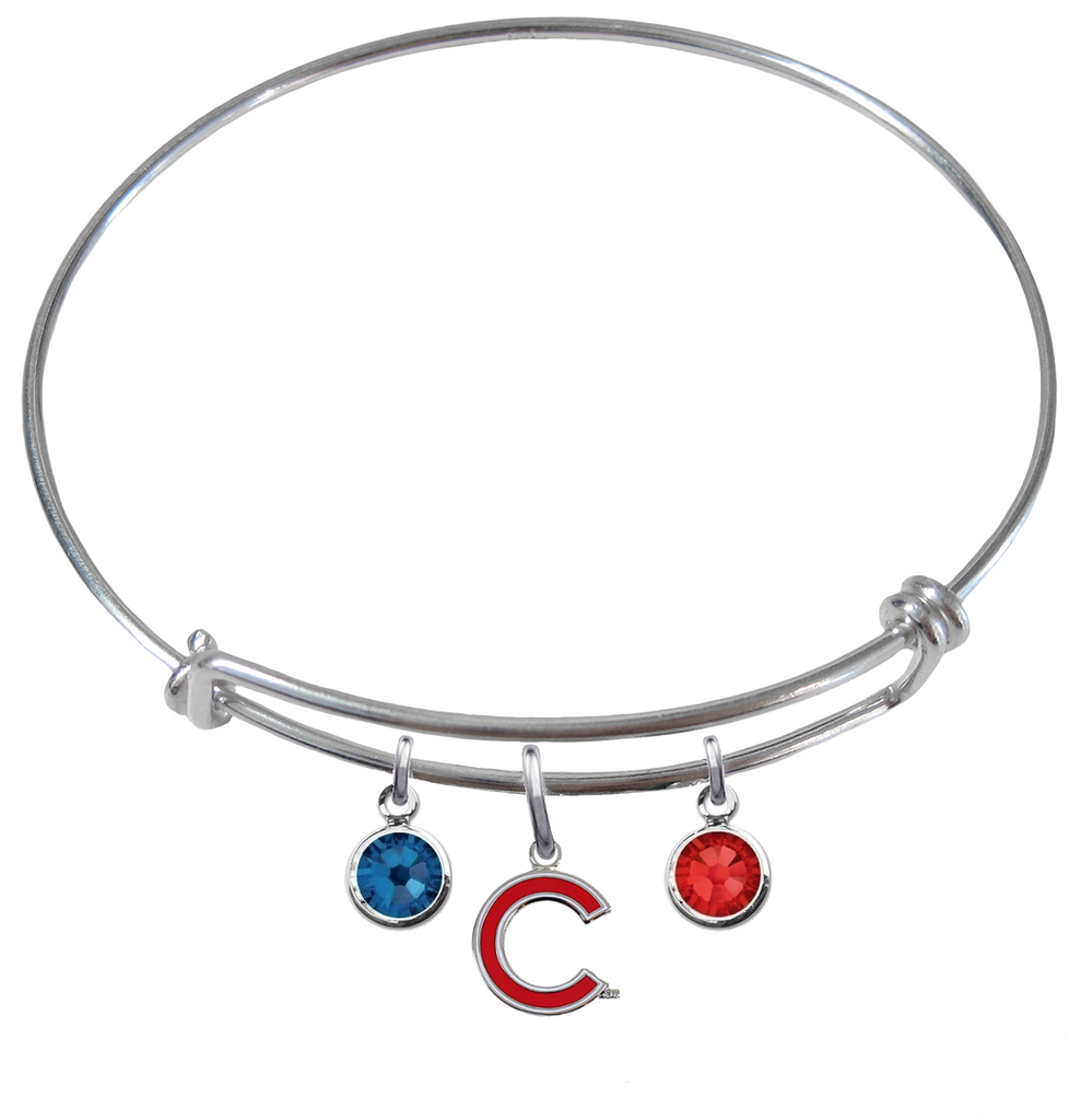 Chicago Cubs Style 2 MLB Expandable Wire Bangle Charm Bracelet