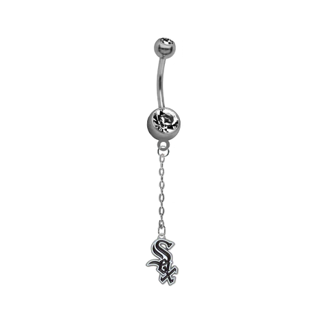 Chicago White Sox Dangle Chain Belly Button Navel Ring