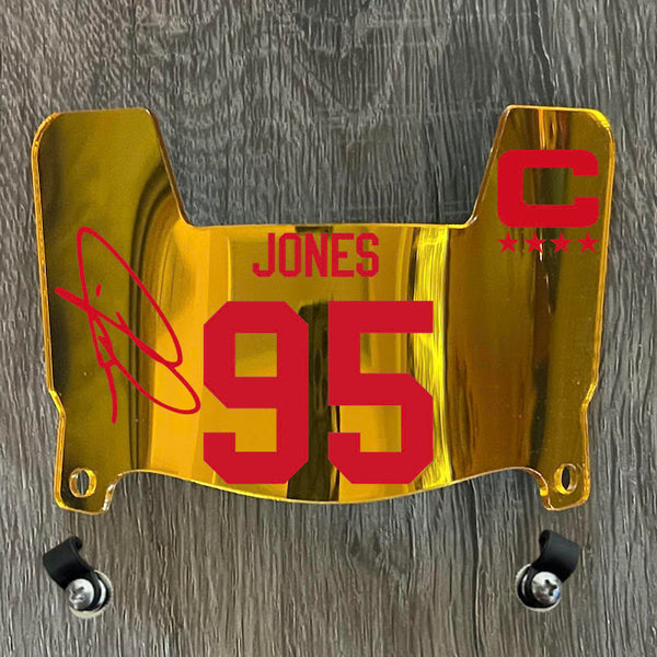 Kansas City Chiefs Chris Jones Mini Football Helmet Visor Shield Gold Chrome Mirror w/ Clips - PICK COLOR