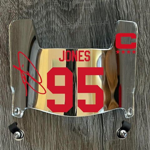 Kansas City Chiefs Chris Jones Mini Football Helmet Visor Shield Silver Chrome Mirror w/ Clips - PICK COLOR
