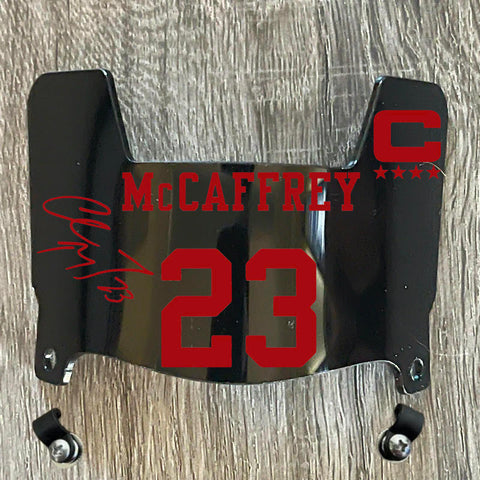 San Francisco 49ers Christian McCaffrey Mini Football Helmet Visor Shield Black Dark Tint w/ Clips
