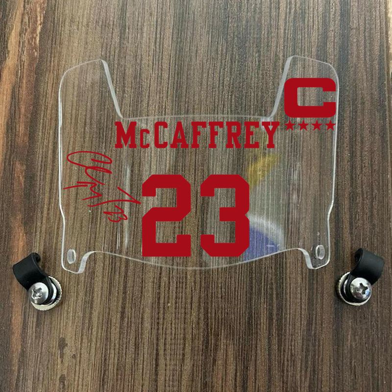 San Francisco 49ers Christian McCaffrey Mini Football Helmet Visor Shield Clear w/ Clips