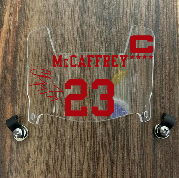 San Francisco 49ers Christian McCaffrey Mini Football Helmet Visor Shield Clear w/ Clips